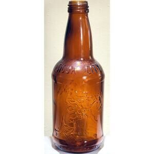 Vintage Amber Bottle Sioux City Cream Soda Embossed Cowboy Bucking Horse
